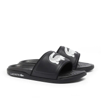 【LACOSTE】SERVE SLIDE 男鞋 鱷魚LOGO拖鞋 黑色 外出拖鞋 室內拖鞋 涼拖鞋(49CMA0038_312)