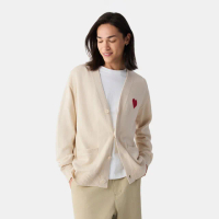 【GAP】男裝 Logo刺繡V領針織外套-米色(723159)