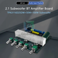 TPA3116 Subwoofer Amplifier Audio Board 2.1 HiFi Amplificador USB DAC Bluetooth 5.0 Power Amplifiers 2x50W+100W
