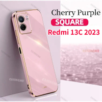 Sarung Sarung telefon mewah Redmi 13C 2023, penutup belakang silikon lembut kalis kejutan bersalut 6