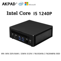 AKPAD Intel NUC Mini Gaming PC Core I5 1240P 4.4 GHZ Windows 10 11 Pro Office Gamer Desktop Computer DDR4 HD Thunderbolt 4.0