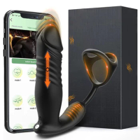 APP Bluetooth Prostate Vibrator for Men Gay Anal Butt Plug Cock Penis Ring Thrusting Prostate Massager Male Masturbator Sex Toy