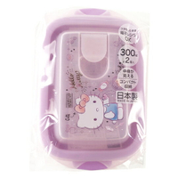 小禮堂 Hello Kitty 日製 輕量型方形塑膠保鮮盒 透明保鮮盒 微波便當盒 300ml (2入 粉紫)