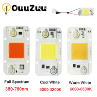 Hydroponice AC 220V 50w 30w 20w cob led grow light chip full spectrum 370nm-780nm for Indoor Plant Seedling Grow and Flower