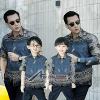 TERBARU BATIK LENGAN PANJANG DAN PENDEK KEMEJA PRIA DEWASA ANAK LAKI LAKI MOTIF LAKSANA DENIM