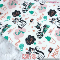 KKV188 Bahan Kain Kanvas Bahan Tas / Pouch / Cushion Cover  Motif Kucing Hitam Hijau Ukuran