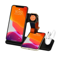 15W Fast Wireless Charger Stand For iPhone 11 12 X 8 Apple Watch 4 in 1 Foldable Charging Dock Station for Airpods Pro iWatch