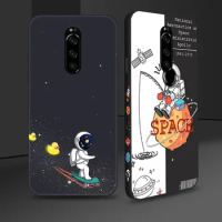 Cute Astronaut Phone Case For Sony Xperia 1 5 10 Plus 2019 Side Print Soft Silicone Cover For Sony XZ1 Compact XZ2 XZ3 XZ4