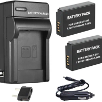Battery (2 Pack) + Charger For Canon EOS77D, EOS200D, EOS250D, EOS750D, EOS760D, EOS800D, EOS8000D, EOS9000D Digital SLR Camera
