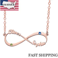 US STOCK Uloveido 925 Sterling Silver Personalized Necklaces &amp; Pendants Infinity Pendant Necklace Women Letter &amp; Stone 2018 Y415