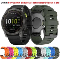 QuickFit 26mm Silicone Wristband For Garmin Enduro 2 / Tactix 7 Pro / Delta / Descent mk2 mk1 mk2i Strap Bracelet Watch Band