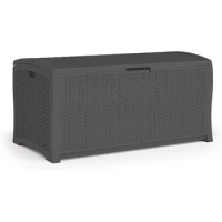 122-Gallon Extra Large Resin Wicker Outdoor Storage Deck Box, Peppercorn