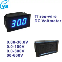 Three Wires Voltage Meter DC 0-30V 100V 300V 600V LED Digital Waterproof Voltage Tester Volt Panel Meter 0.52'' LED Volt Monitor