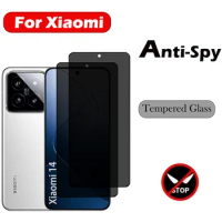 2PC Privacy Protection Glass For Xiaomi 14 13 Anti Spy Screen Protector For Xiaomi 11T 12T 13T Pro