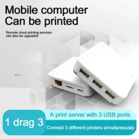 1 Pcs PC Print Server Wired Wireless Printing Server 3-port USB Printer Sharer Mobile Phone Computer Printing Server ARM9 300MHz
