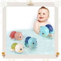 mainan mandi bayi anak kura kura berenang turtle swimming bebek paus kepiting Paus biru muda