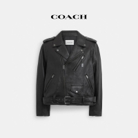 【COACH】官方直營皮革機車夾克-黑色(CK512)