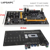 Lapsaipc TB250-BTC PRO Mining Motherboard 12PCIE Support 12 Video Card Refurbished Mining TB250 BTC G3900 USB 3.0 1151 DDR4 32G