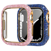 Bling Case for Apple Watch series 8 7 6 5 4 41mm 45mm Protector Diamond iWatch Protective PC Bumper Glitter Women accessories