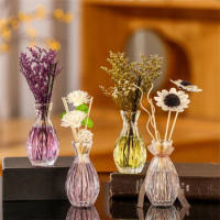 50ml Mini Glass Fragrance Reed Diffuser Set with Flower Sticks for Home, Essential Oil Diffuser, Bathroom, Hotel Aroma Diffuser