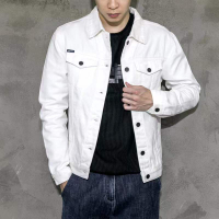 【Stok siap] jaket jaket jaket lelaki jaket pengebom lelaki putih denim lelaki musim luruh musim luruh versi korea jenama bera serba boleh baru pengerjaan lelaki besar