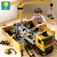 兒童貨櫃車集裝箱吊車大型卡車合金挖掘機汽車工程車玩具套裝男孩