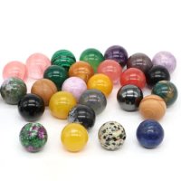 16mm Mini Crystal Round Ball Beads Natural Stone Reiki Healing Quartz Sphere Amethyst Obsidian Mineral Specimen Globe Home Decor