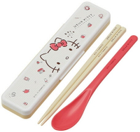 大賀屋 日貨 Hello Kitty 筷子 湯匙 餐具 環保 兒童 餐筷 收納盒 KT 凱蒂貓 正版 J00016093