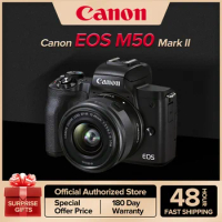 Canon EOS M50 Mark II APS-C Mirrorless Digital Camera With EF-M 15-45mm Lens Compact Professional Photography M50II