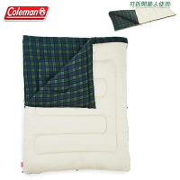 【露營趣】Coleman CM-33804 冒險者橄欖格紋刷毛睡袋/C0 可拆式 化纖睡袋 纖維睡袋 信封型睡袋 雙人睡袋 單人睡袋