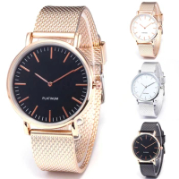 Elegant Women Stainless Steel Analog Quartz Wrist Watch Luxury Geneva Female Watch
