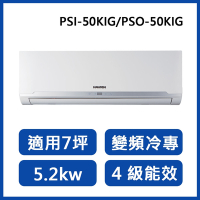 HAWRIN華菱 7坪 R32四級變頻冷專分離式冷氣 PSI-50KIG/PSO-50KIG