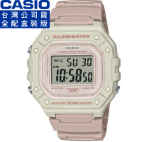 【CASIO 卡西歐】卡西歐多功能粉系大型電子錶-粉白(W-218HC-4A2 台灣公司貨全配盒裝)