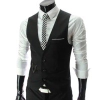 2024 Formal Black Grey Vest For Men Slim Fit Men Vest Suit Sleeveless Business Blazer Jacket Mens Waistcoat Vest Chaleco Hombre
