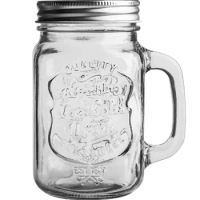 Glass cold drink with lid straw sealed jar juice milkshake drink handle water cup