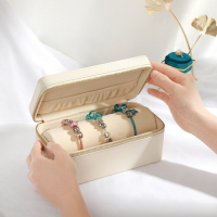 首飾盒飾品收納盒 手鏈手串收納盒展示便攜拉鏈皮質首飾盒珠寶文玩佛珠收納箱