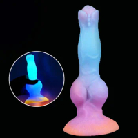 Silicone Luminous Dog Animal Dildo Anal Plug masturbador sext toys for ladies women Lesbian anal dildo Penis Butt Plug sexshop