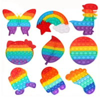 Pop Sensory Toys Rainbow Dinosaur Fidget Toys Children Push Its Kawaii Autism Needs Squishy Stress Reliever Toys