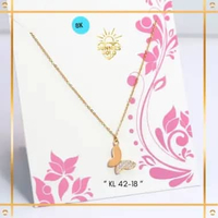 KALUNG EMAS RANTAI SET LIONTIN TERBARU MODEL KUPU-KUPU EMAS ASLI EMAS MUDA KADAR 8K (375) KALUNG WAN