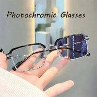 Oversized Frame Photochromic Glasses Blue Light Blocking Reading Glasses Ultra Clear Presbyopic Eyeglasses Diopter Eyewear