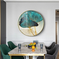 十字繡新款現代簡約圓形銀杏葉餐廳臥室玄關過道鉆石畫滿鉆