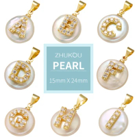 ZHUKOU 15x24mm MINI Luxury pearl charms Pendant for Women's Handmade DIY Necklace Earrings Jewelry Accessories Model: VD570