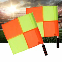 2Pcs Football Training Flags Deluxe Referee Flags Set Football Rugby Hockey Training Referee Flags Sporting Goods