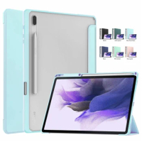 Case for Samsung Galaxy Tab S7 FE S8 Plus with Pen Holder Luxury Transparent Back Tablet Cover for Funda Samsung Tab S7 FE S7FE