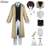 Anime Bungo Stray Dogs Armed Detective Agency Osamu Dazai Cosplay Costume Wig Full Set for Men