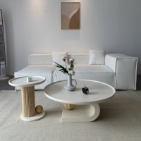 Round White Coffee Tables Living Room Mobile Conference Side Tables Console Middle Moveis Para Casa Side Table Furniture
