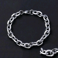 Gelang titanium rantai nori silver