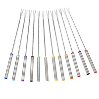 24Pcs Stainless Steel Fondue Forks With Heat Resistant Handle For Roast Meat Chocolate Dessert Cheese Marshmallows