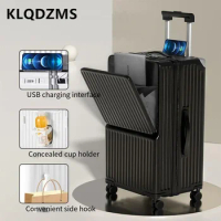 KLQDZMS Women's Suitcase Front Opening Laptop Trolley Case High Capacity Wheeled Travel Bag 24“26”28"30 Inch Men's Luggage