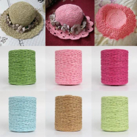 280-300M Colorful Threads Natural Raffia Straw Yarn Hand Knit Crochet Yarn Kintting Paper Yarn DIY Basket Hat Handmade Material